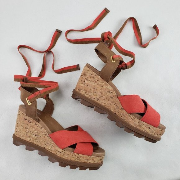 Sorel Orange and Brown Ankke Wrap Sandals 8 - Picture 5 of 13